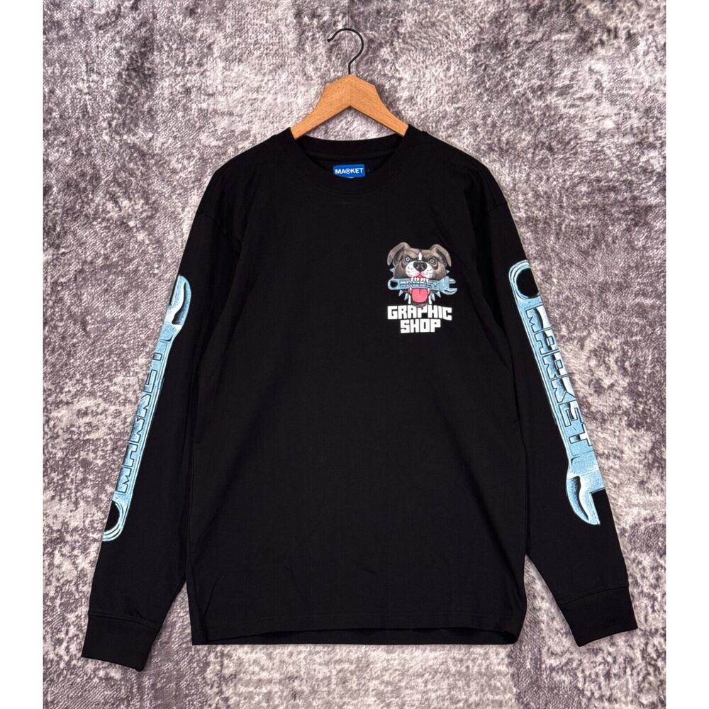 Chinatown Market Shirt Medium Mens Junkyard Dog Graphic Long Sleeve